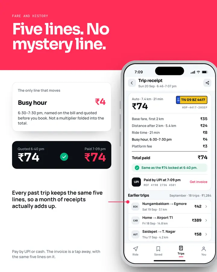 Hop: Fare receipt
