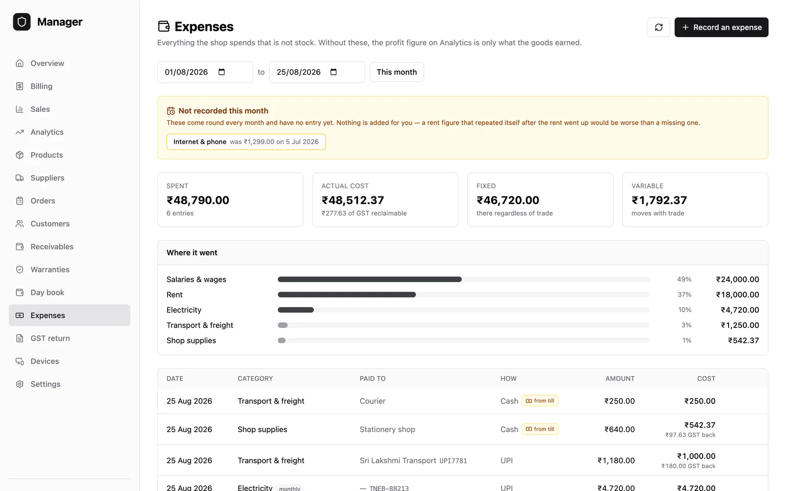 Cashlio: Expenses