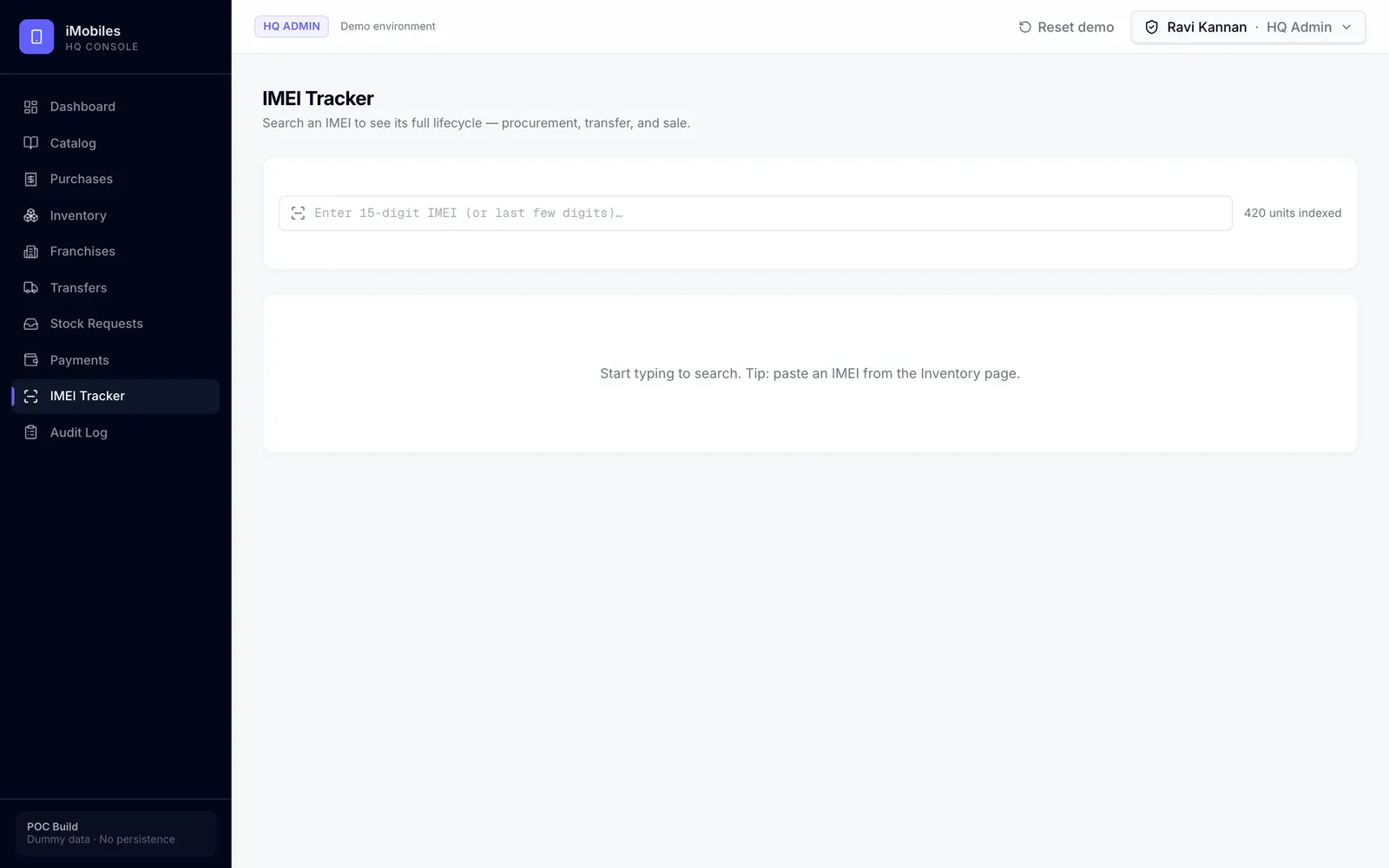 iMobiles HQ: IMEI tracker