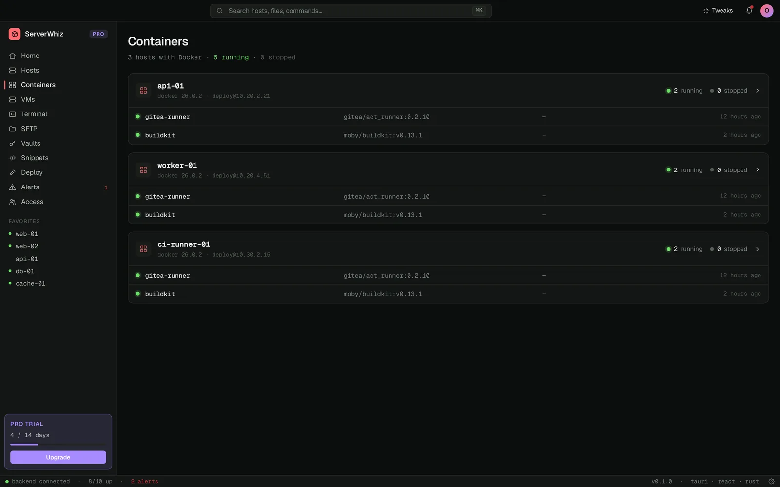 ServerWhiz: Containers