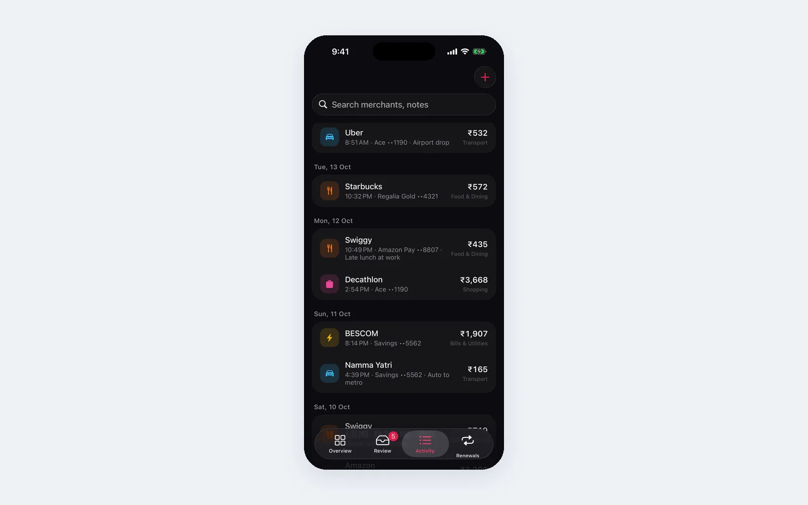 SpendPilot: Activity