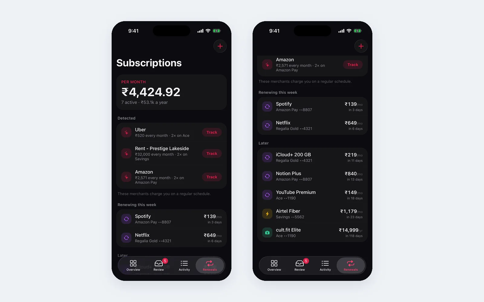 SpendPilot: Subscriptions and renewals