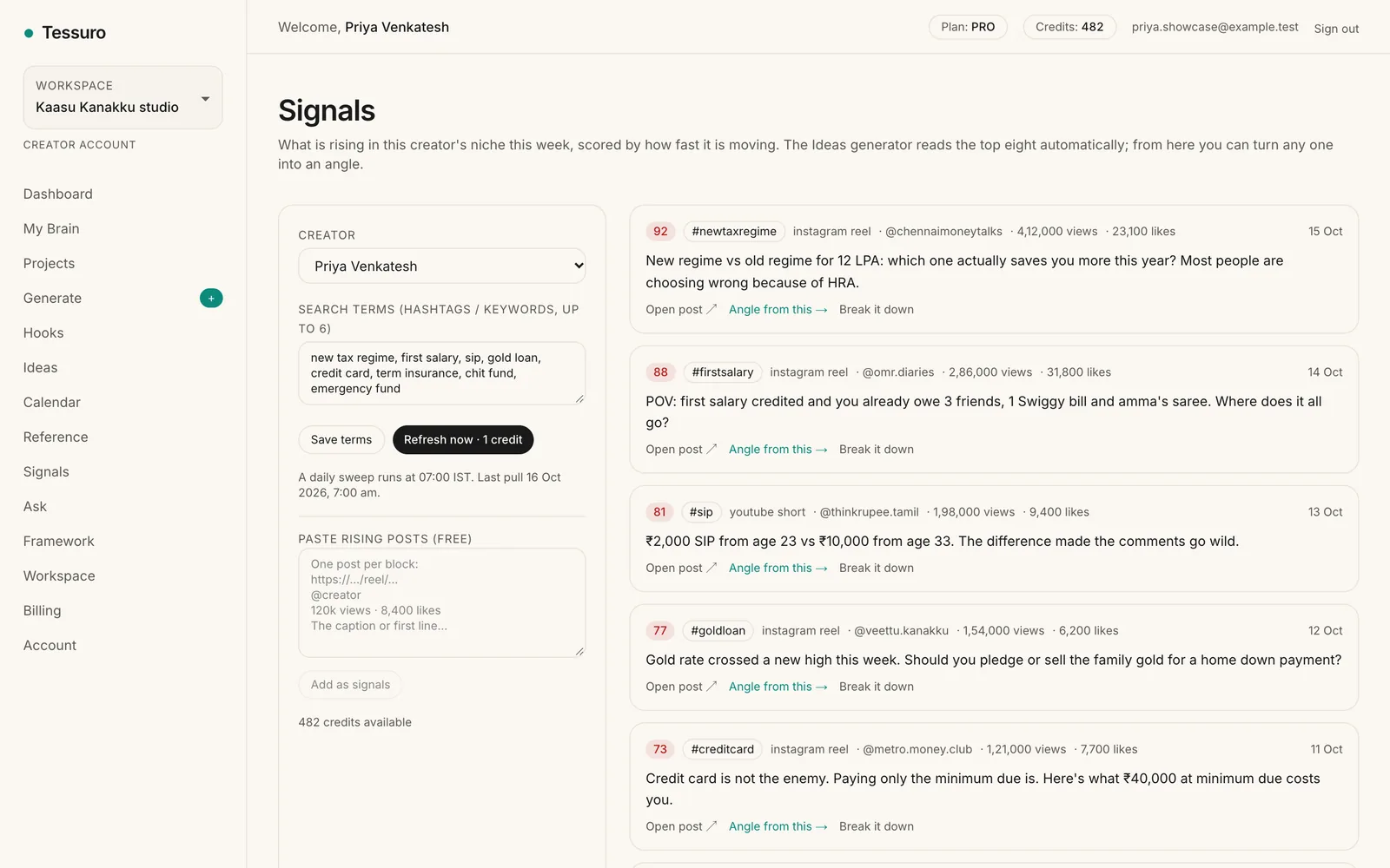 Tessuro: Signals feed