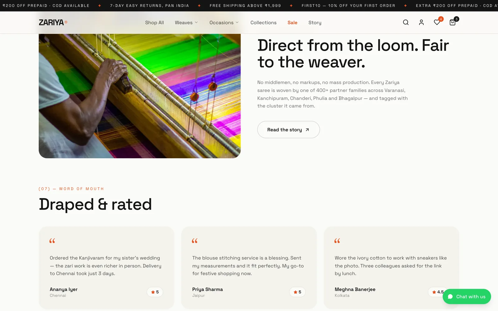 ZARIYA: Direct from the loom