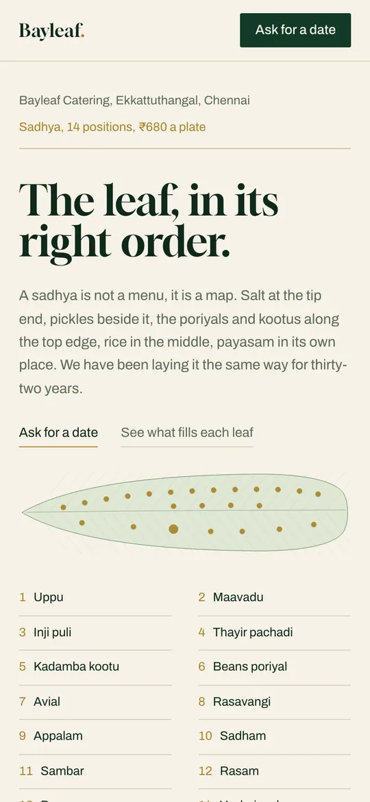 Bayleaf Catering on a phone