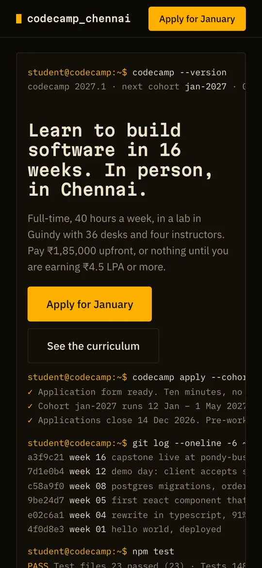 CodeCamp Chennai on a phone