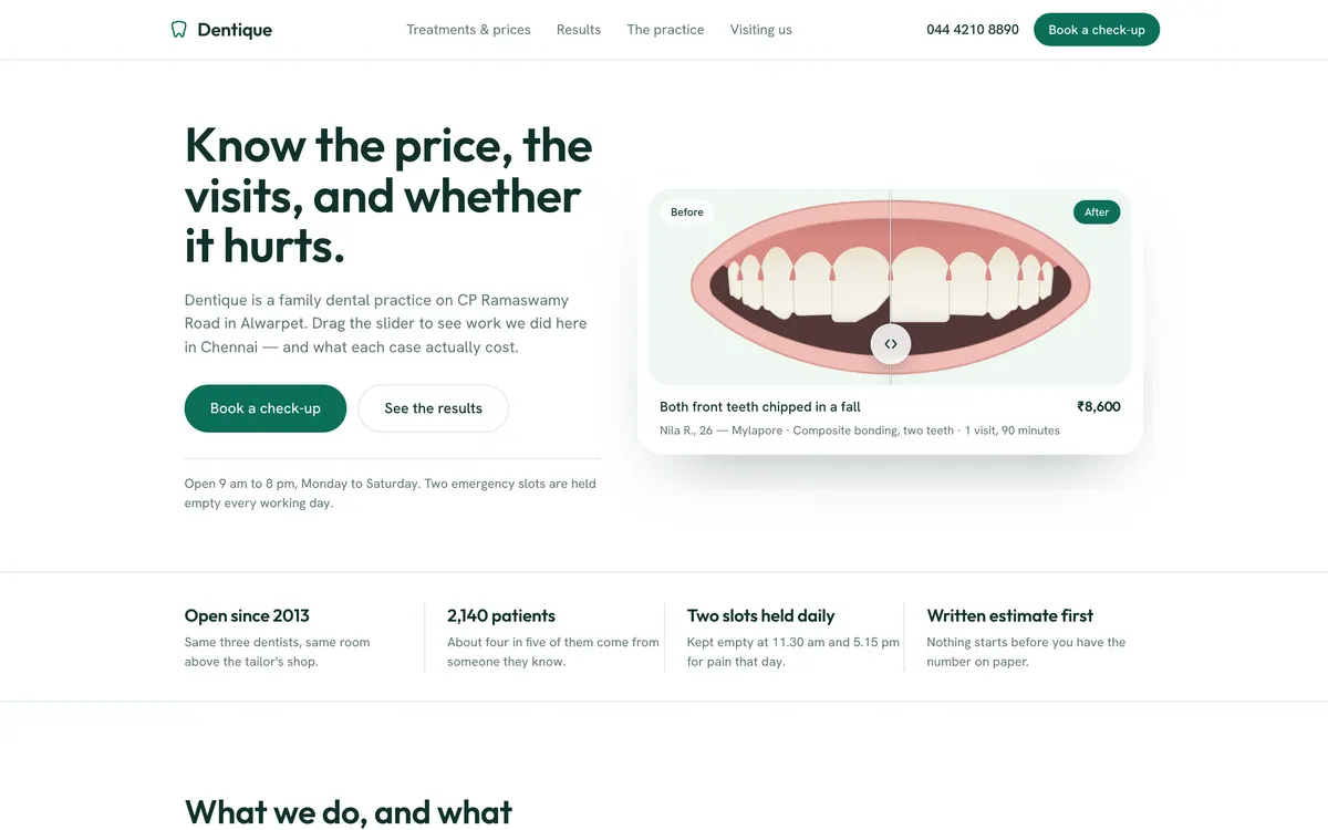 Dentique on desktop