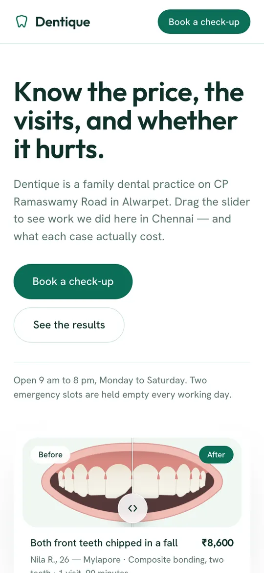 Dentique on a phone