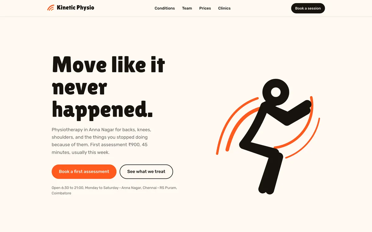 Kinetic Physio on desktop