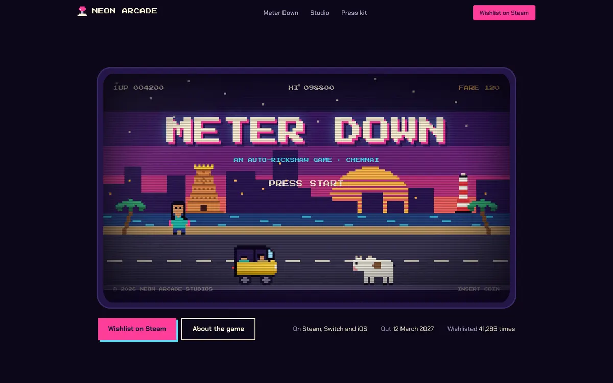 Neon Arcade on desktop