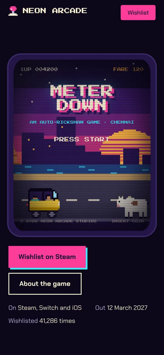 Neon Arcade on a phone