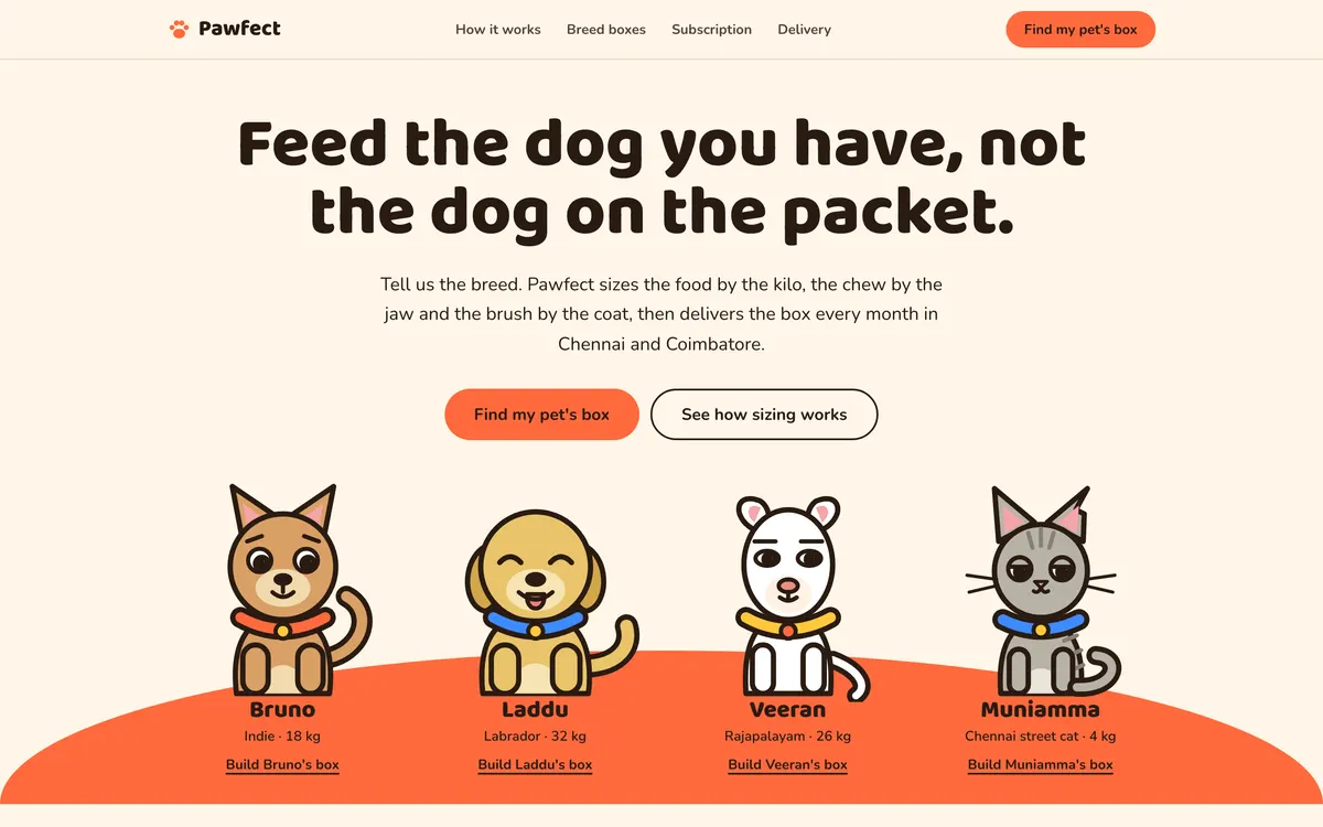 Pawfect on desktop