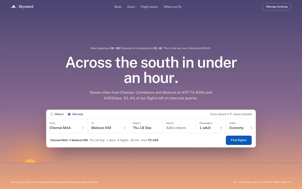Skyward Airlines on desktop