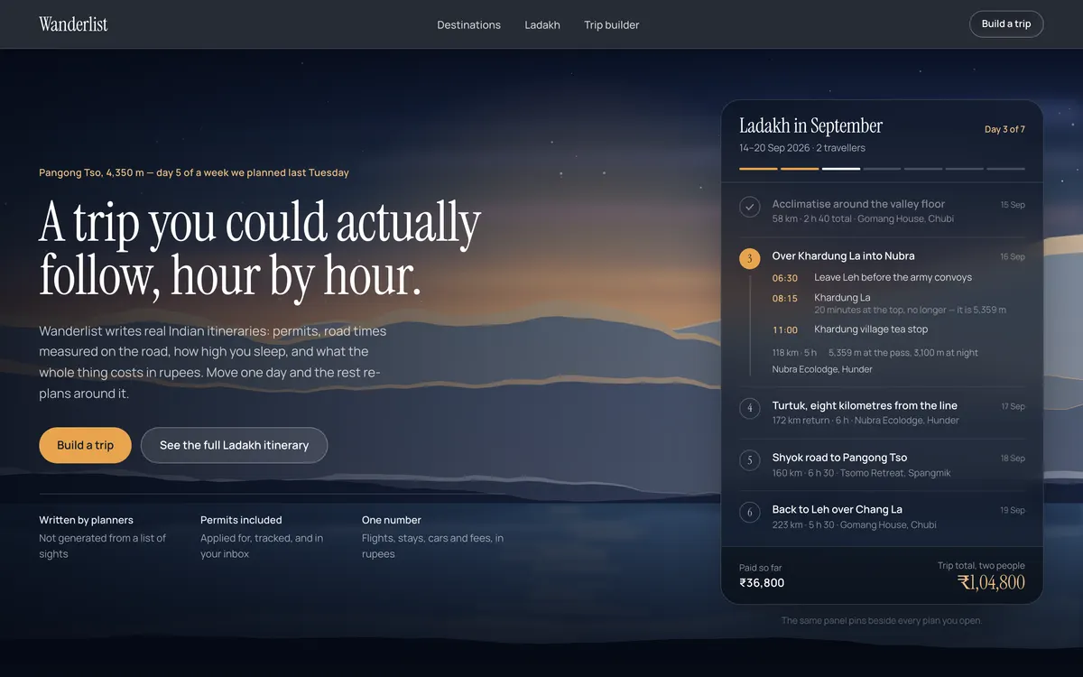 Wanderlist on desktop
