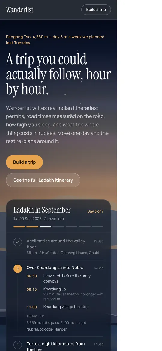 Wanderlist on a phone